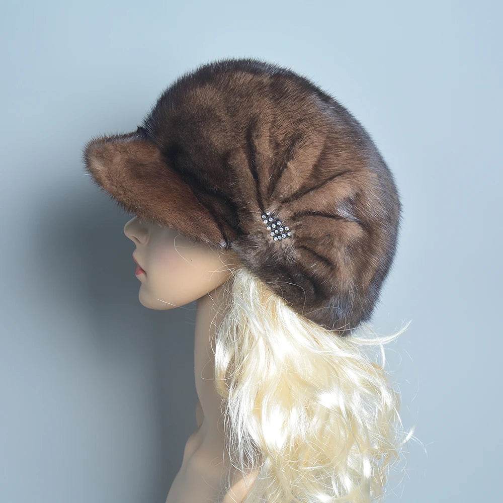 2025 Fashion Mink Fur Cap For Women Real Natural Whole Fur Hat Top Accessories Warm Ln Russian Winter Fur Hats For Lady