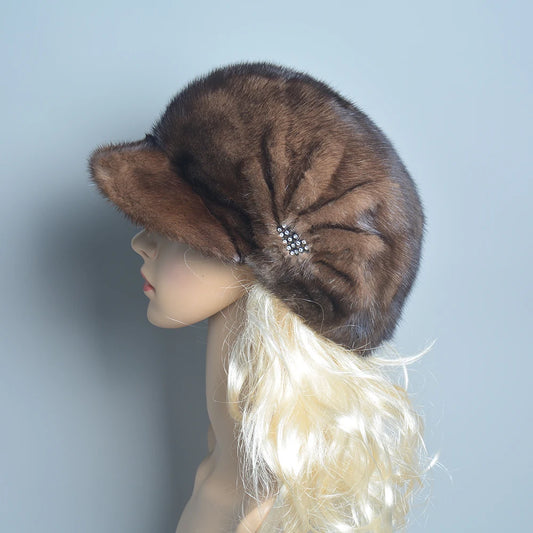 2025 Fashion Mink Fur Cap For Women Real Natural Whole Fur Hat Top Accessories Warm Ln Russian Winter Fur Hats For Lady - HER SHOP
