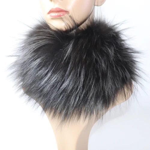 Women's Real Fox Fur Ring Scarf & Headband– Luxury Winter Neck Warmer Muffler, 100% Natural Fur with Good Elastic
