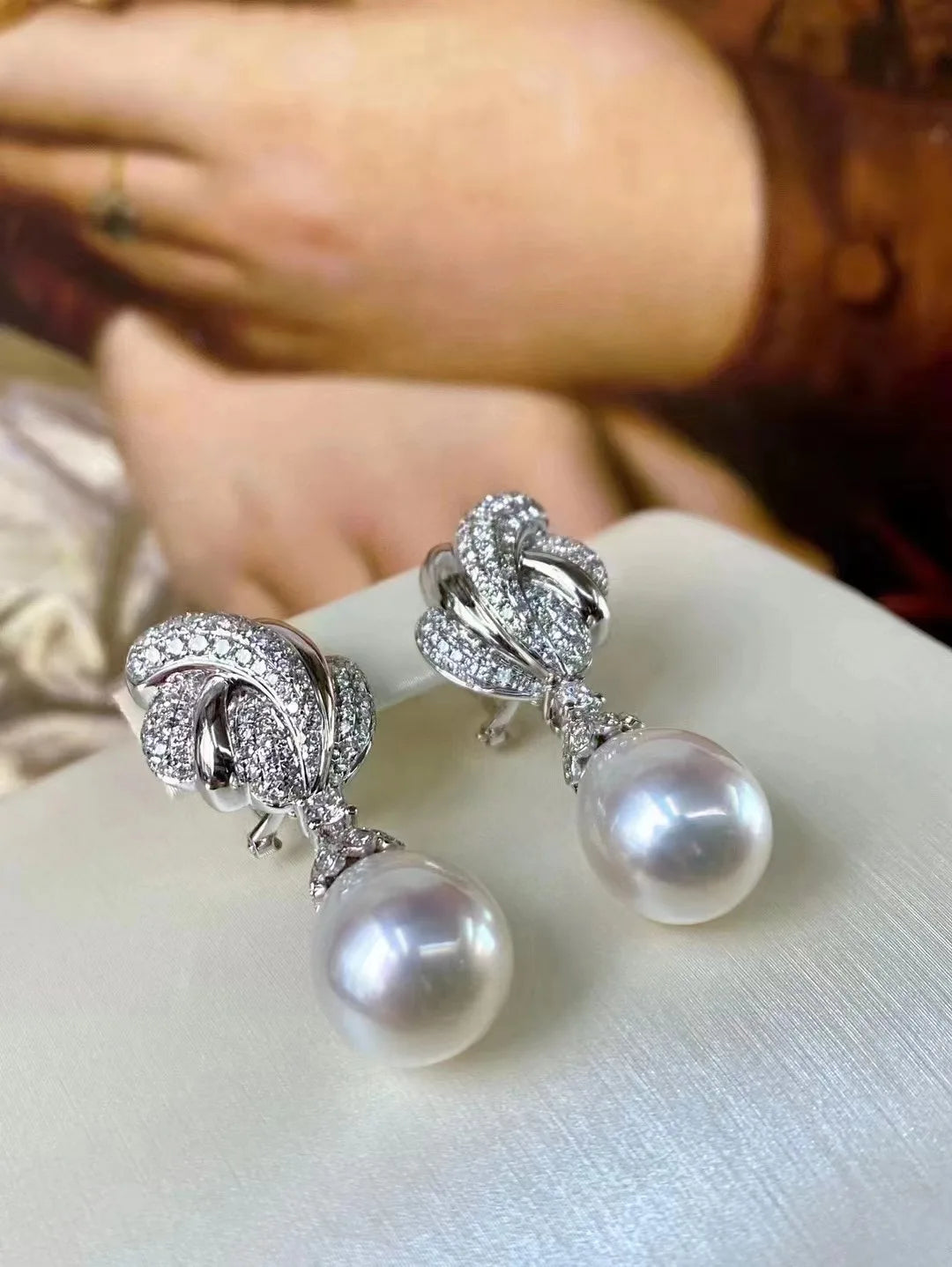 925 Sterling Silver Round 10-11mm Natural Freshwater White Pearl Drop Dangle Earrings  Women's Holiday Gift