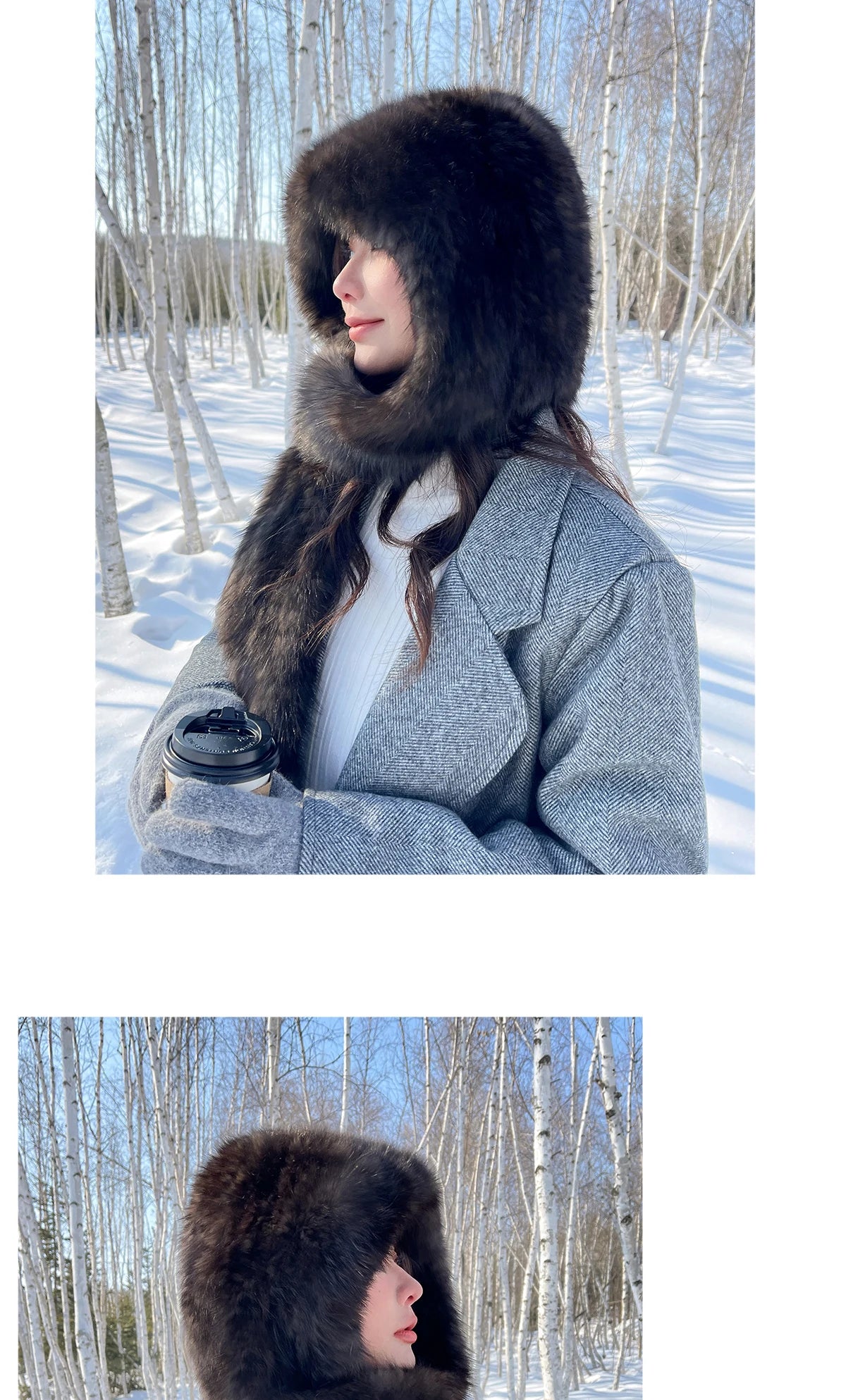 2025 Lady Real Sable Fur Hat Scarf Winter Warm Fluffy 100% Natural Sable Fur Hat Scarves Women Knitted Genuine Fur Cap Shawl