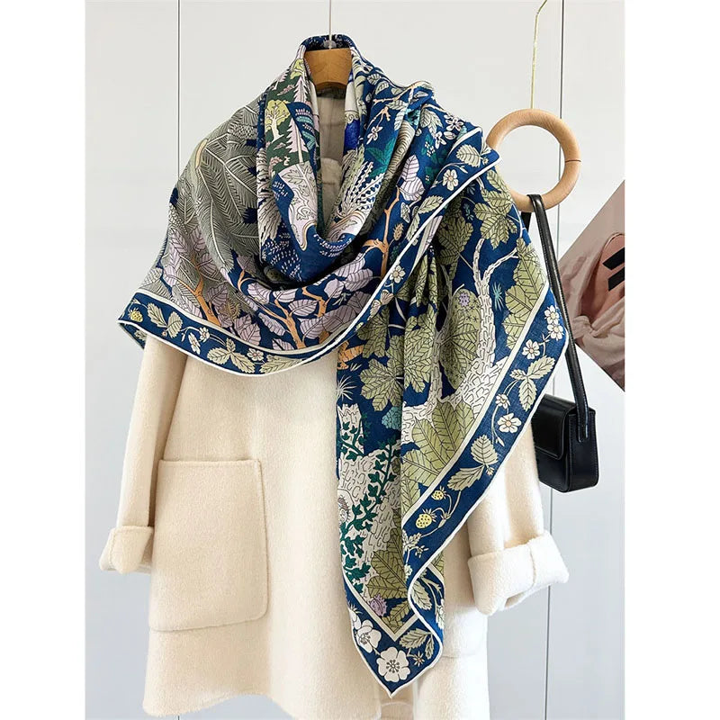 Large Square Wool Scarves Wraps Shawl for Winter Keep Warm 130x130cm
