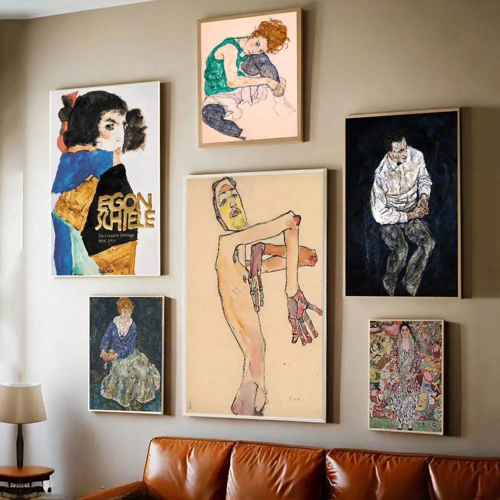 Egon Schiele Body Color Delineation DIY Sticky Poster Whitepaper Prints Posters Artwork Nordic Home Decor - HER SHOP