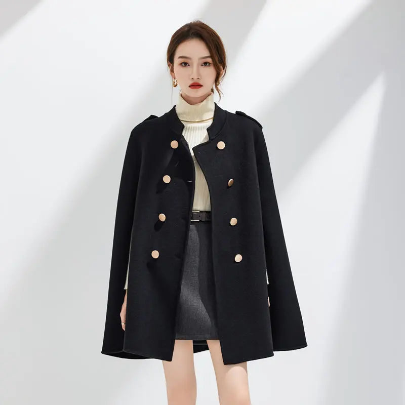 Ladies’ 100% Cashmere Double-Sided Long Jacket – Thick Classic Business Coat for Autumn & Winter
