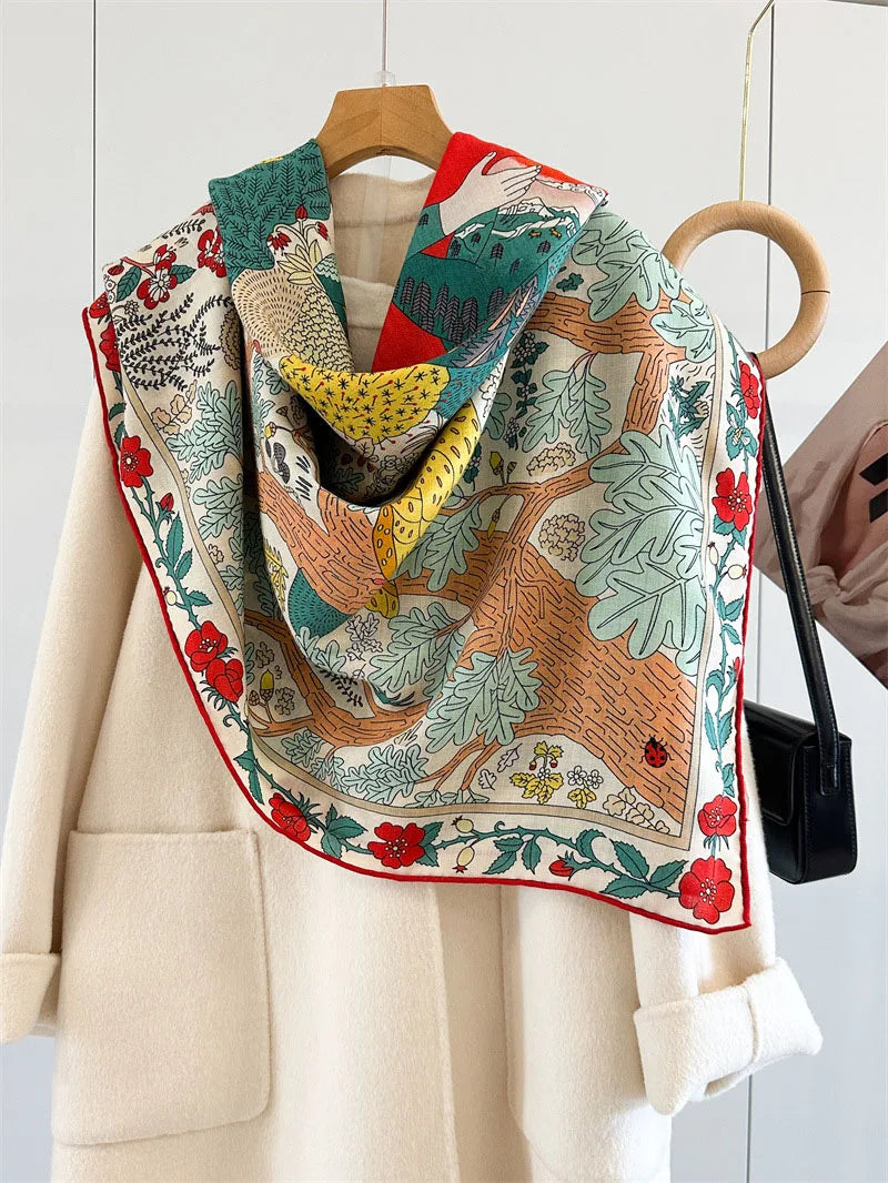 Large Square Wool Scarves Wraps Shawl for Winter Keep Warm 130x130cm