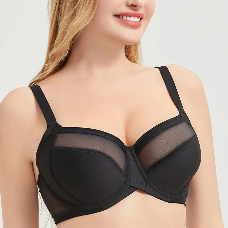 Womens Plus Size Minimizer Bra Full Coverage Non Padded Underwire Female Breathable Plus Size Lingerie 34 36 38 40 42 DD E F G H