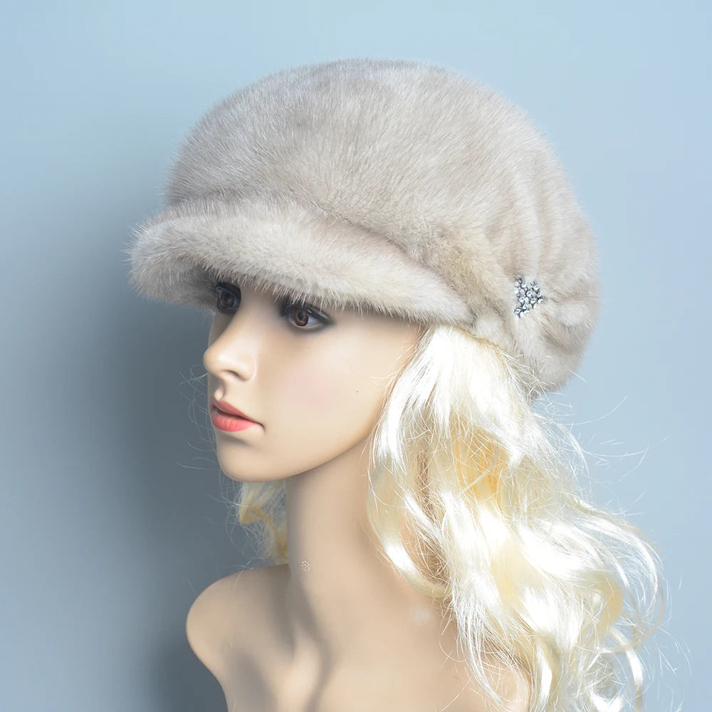 2025 Fashion Mink Fur Cap For Women Real Natural Whole Fur Hat Top Accessories Warm Ln Russian Winter Fur Hats For Lady