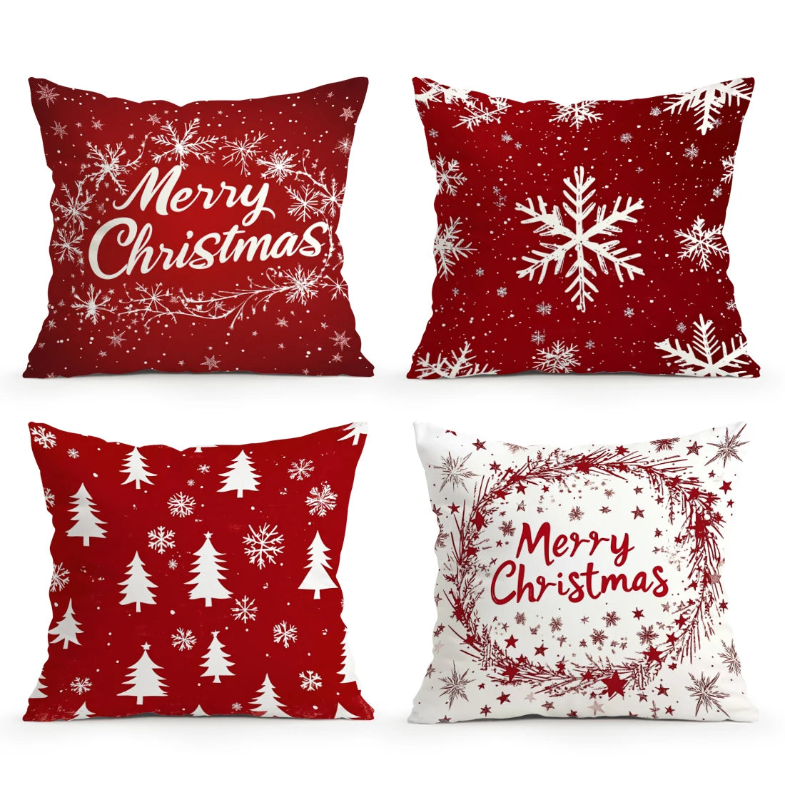Christmas Snowflake Decorative Pillowcase 45x45cm Woven Polyester - HER SHOP