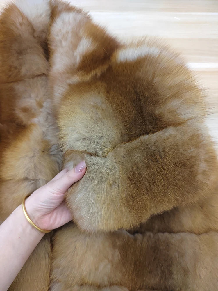 Women’s Luxury Natural Fox Fur Vest – Thick Real Fur Waistcoat for Autumn & Winter, Warm Elegant Outerwear