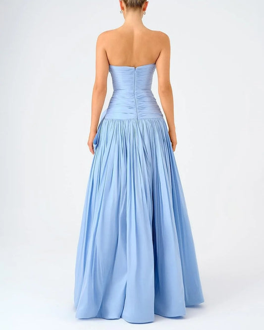 Dubai Luxury A-Line Evening Dress – Strapless, Floor-Length with Bow, Sleeveless Prom & Party Gown for Women - HER SHOP