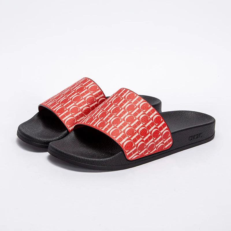 Fashionable Classic Simplicity Women’s Slippers – PVC Material, Letter Print, Outdoor Casual Flat Bottom - HER SHOP