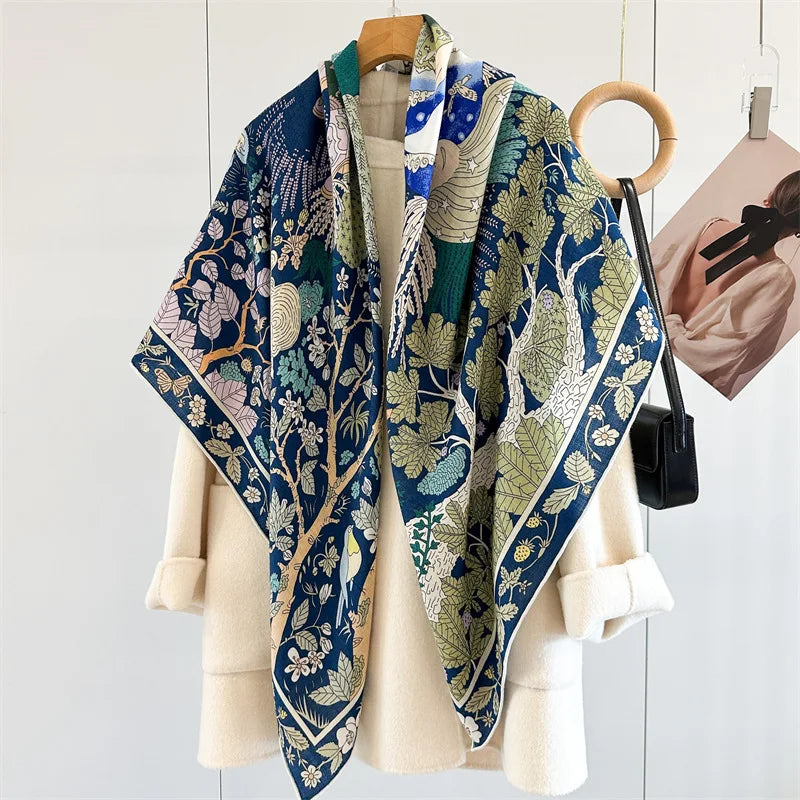 Large Square Wool Scarves Wraps Shawl for Winter Keep Warm 130x130cm