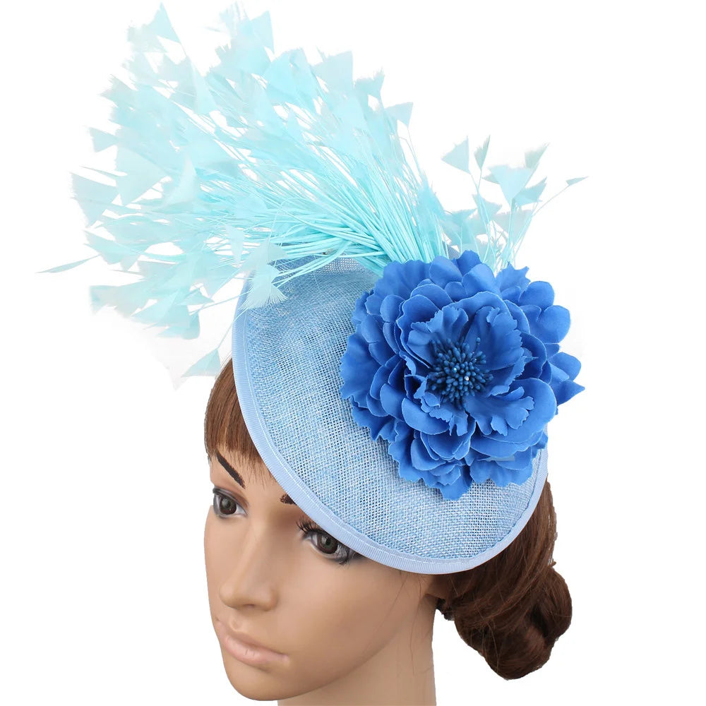 Red Feather Fascinator Chapeau for Women – Elegant Flower Headwear with Clip and Headband for Wedding, Derby & Tea Party