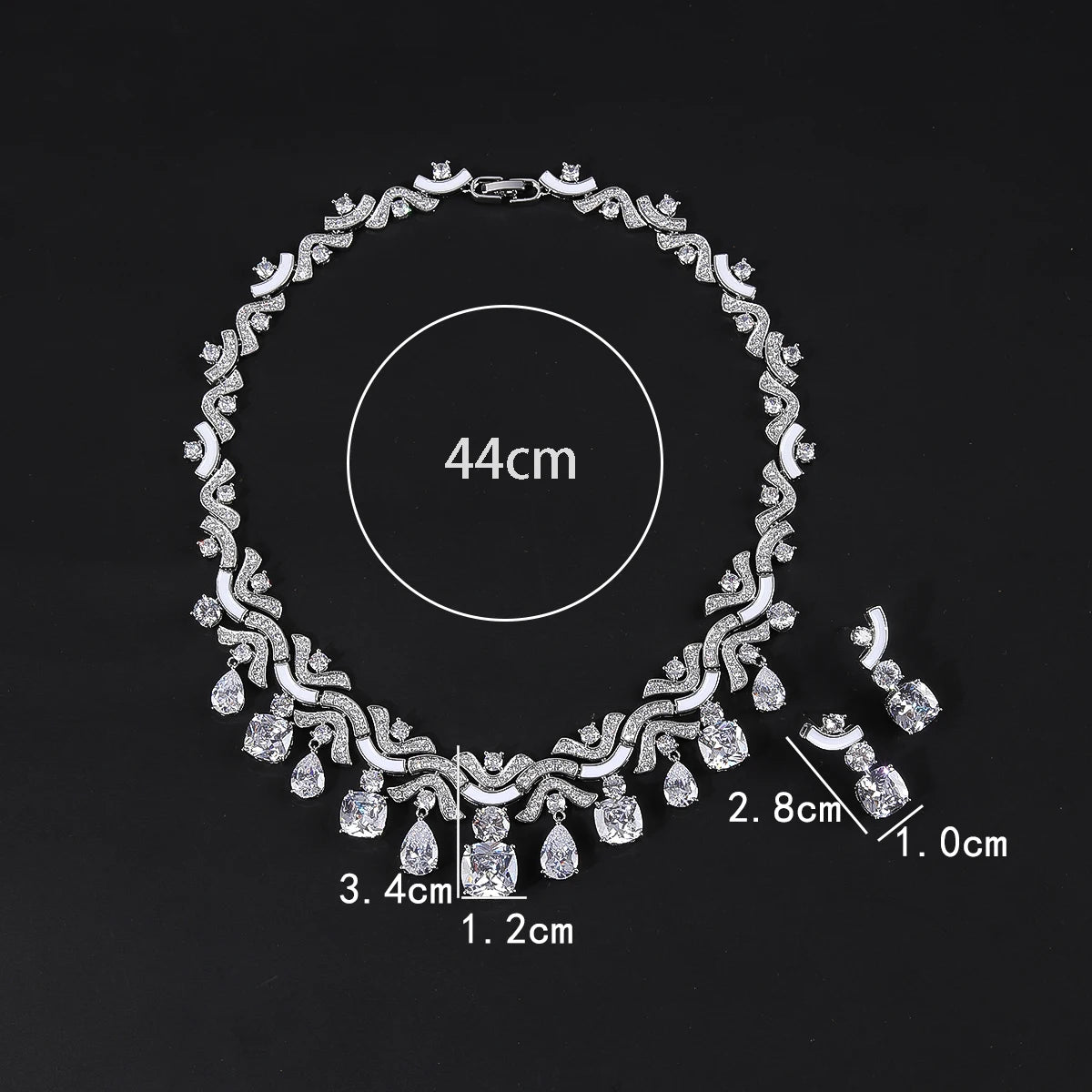 Luxury Cubic Zirconia Jewelry Set White & Green Earrings and Necklace for Women | Bridal Wedding Jewelry Set