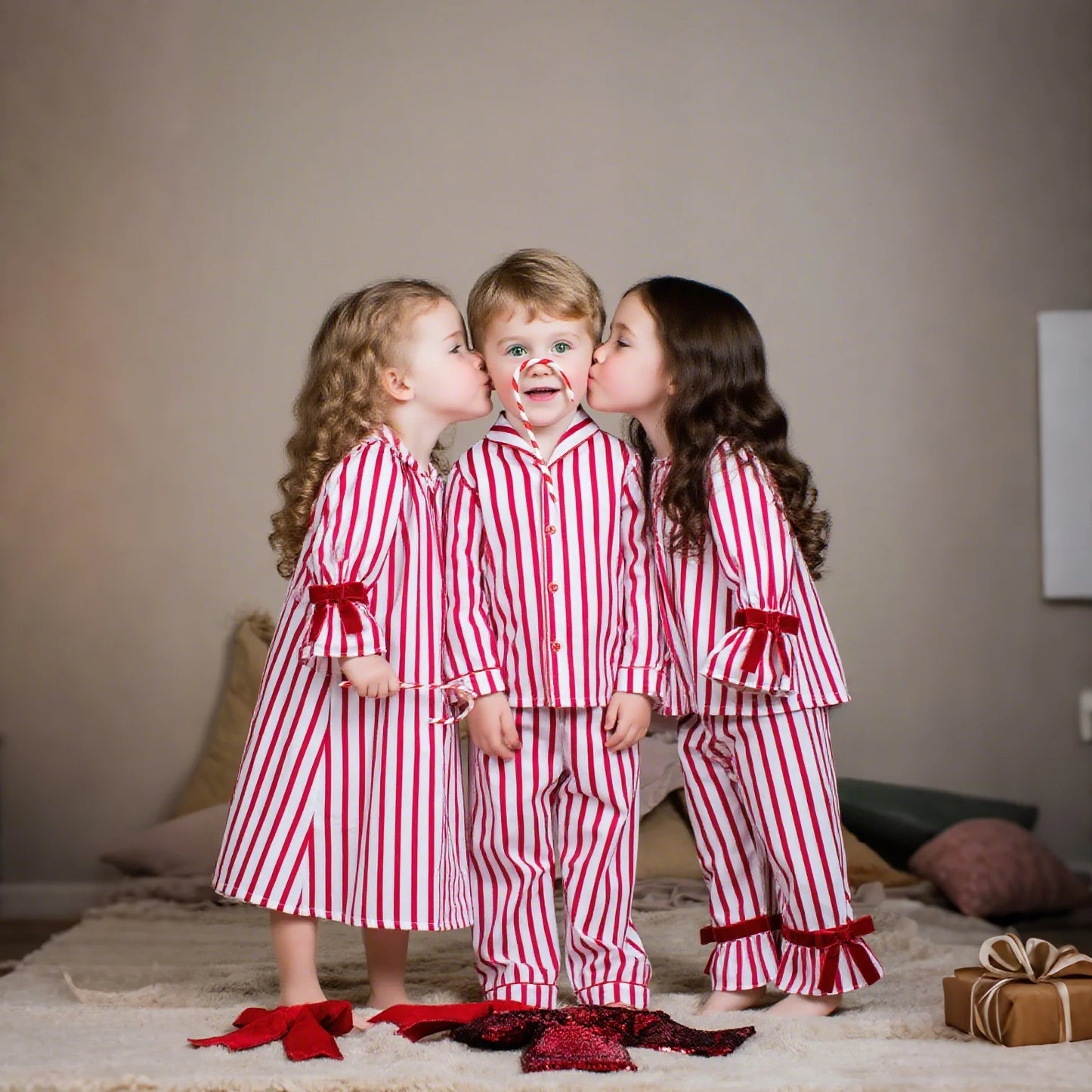 Kids Christmas Pajama & Outfit Sets for Girls and Boys – Red Stripe Holiday Sleepwear (1–14T)