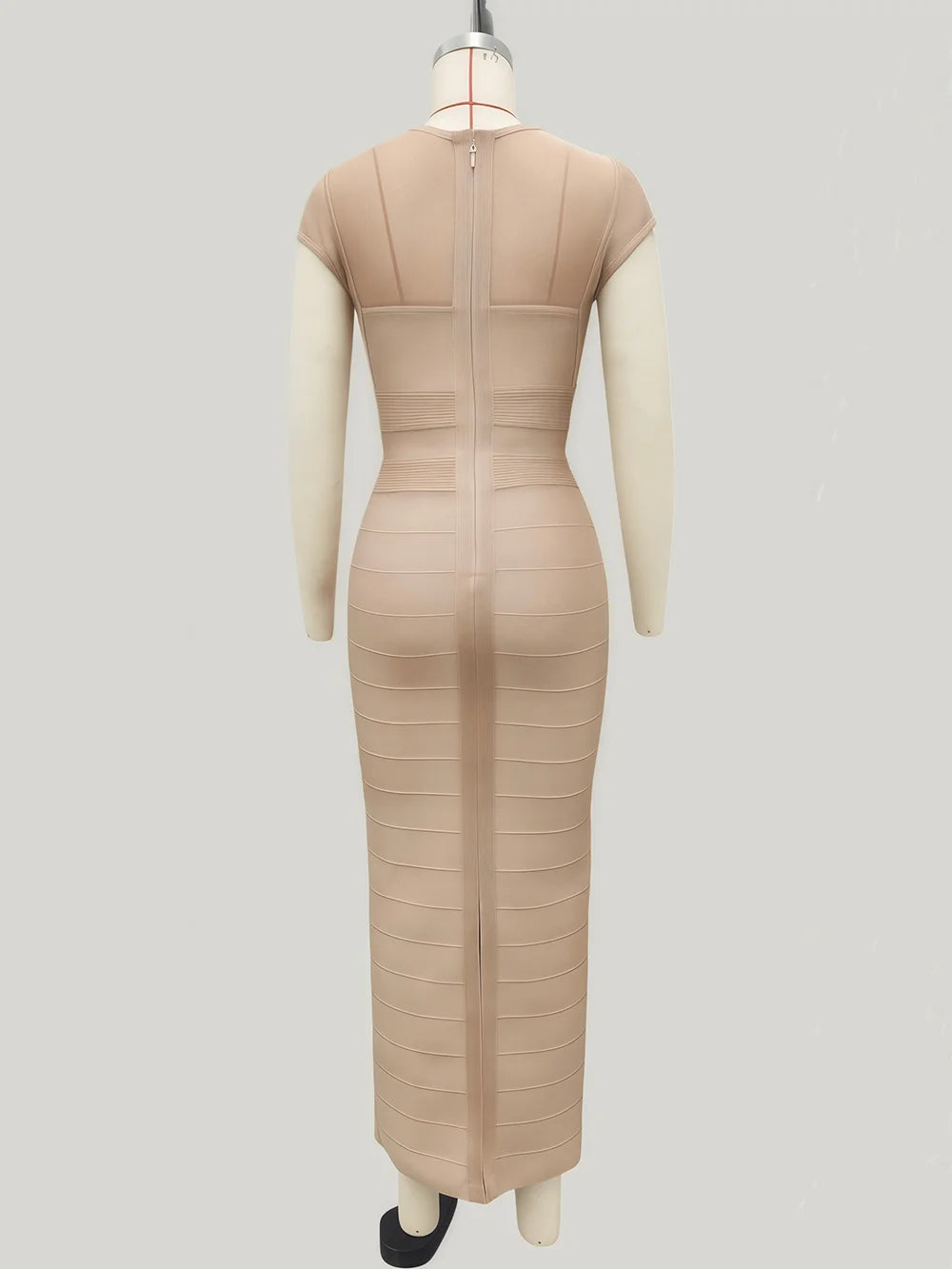 Black Burgundy Mesh Patchwork Bodycon Midi Bandage Dress – Women’s Elegant Club Party Dress