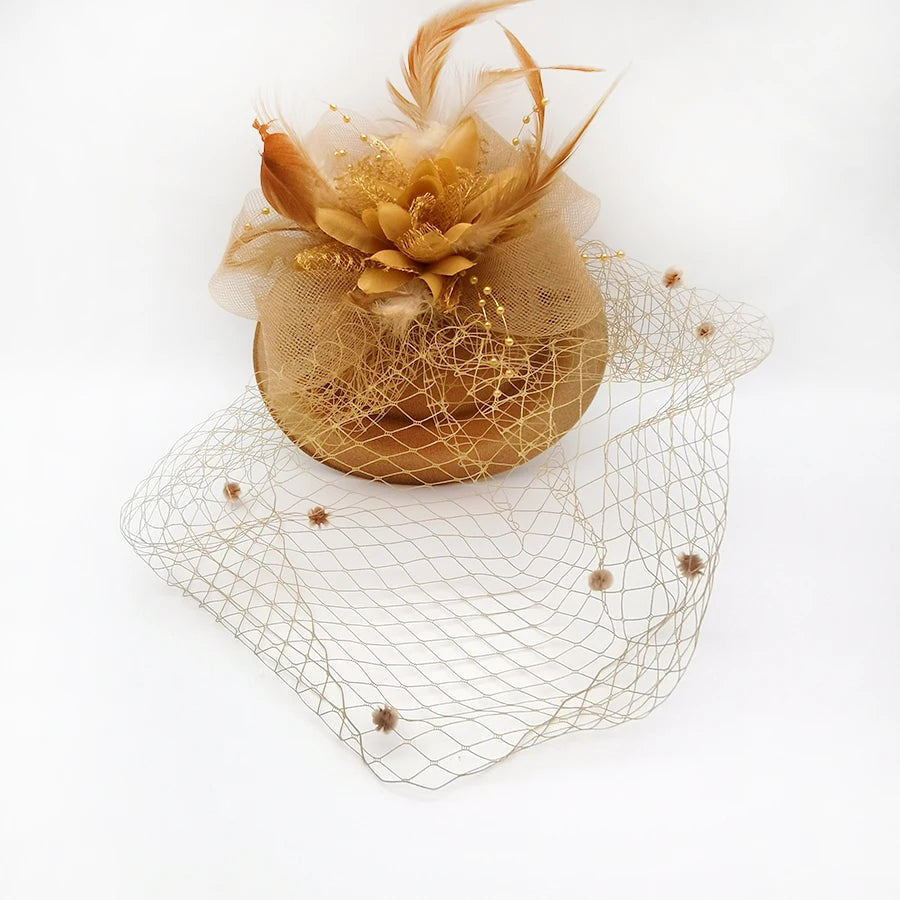 Vintage Fascinator Hat for Women – 20s/50s Pillbox Style with Flower & Veil for Kentucky Derby, Wedding, or Tea Party