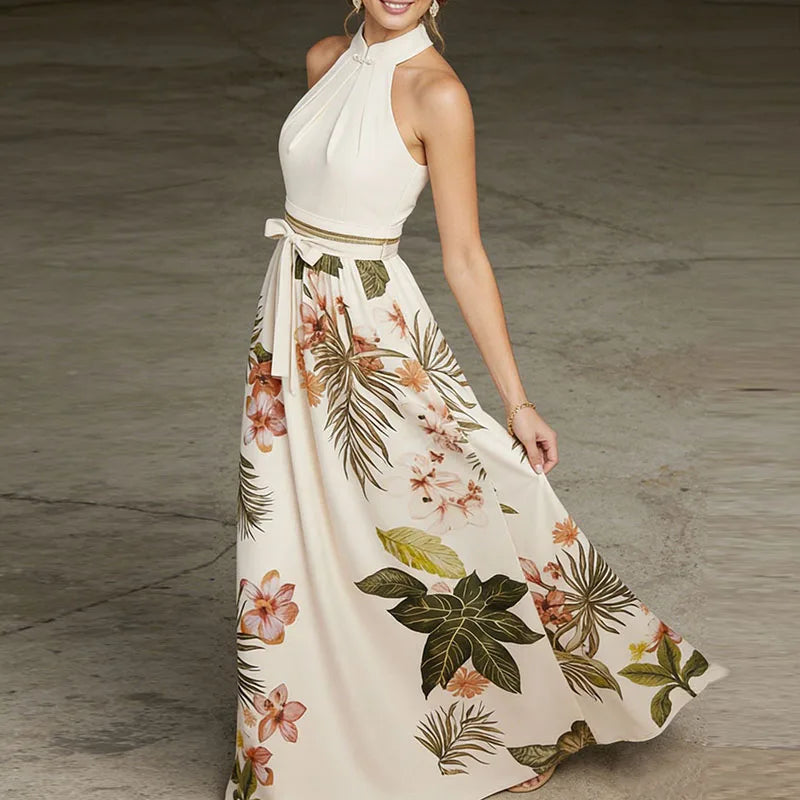 Floral Halter A-Line Boho Summer Dress