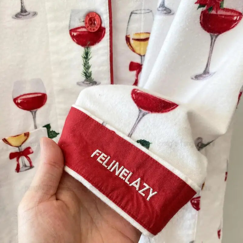 Women’s Cotton Cartoon Pajama Set – Long Sleeve Shirt & Pants Holiday Loungewear