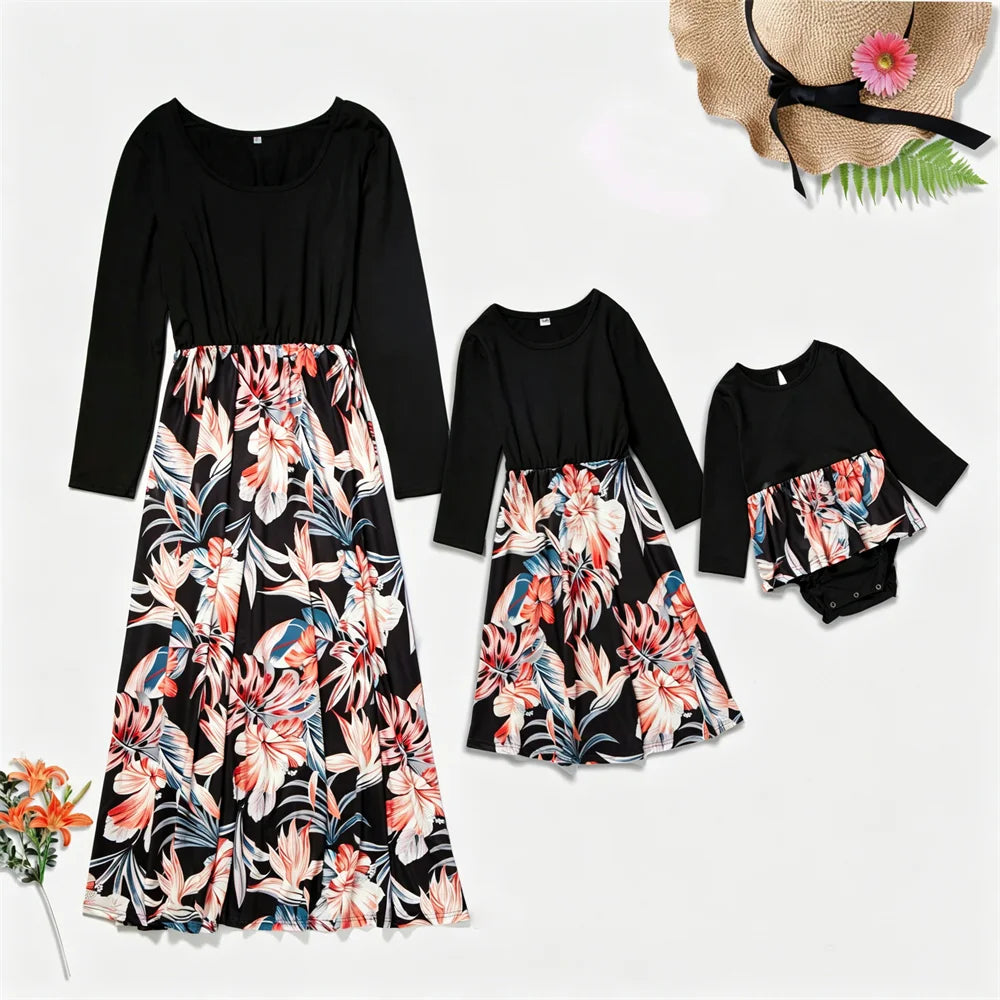 Summer Boho Mother Daughter Matching Maxi Dress & Baby Romper