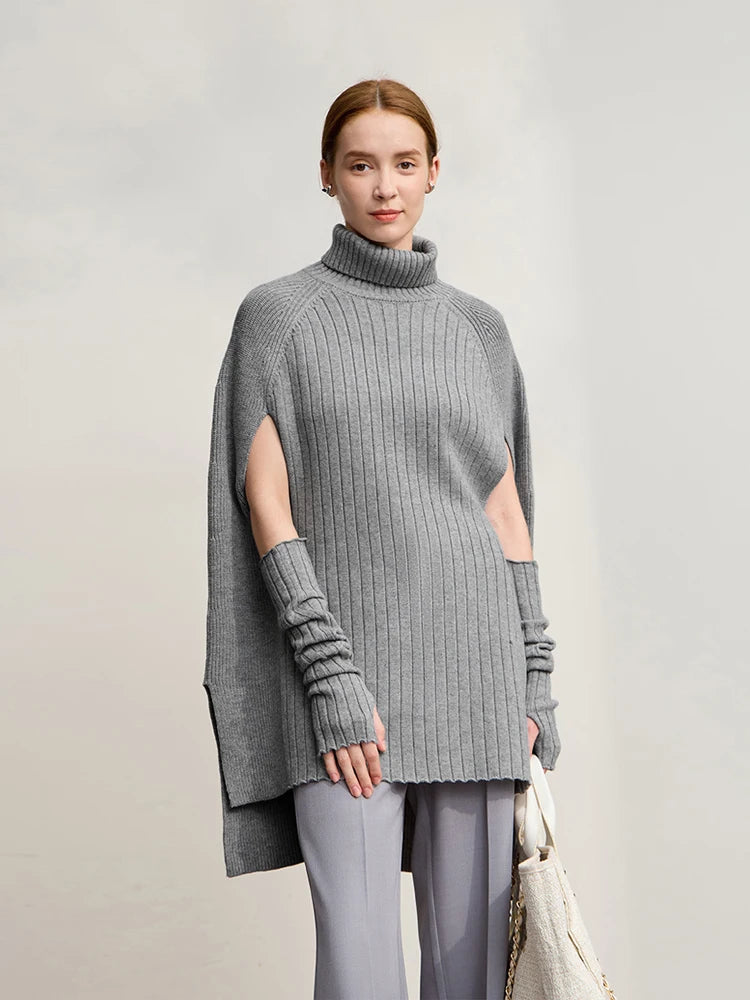 Women’s Long Knit Turtleneck Sweater Dress – Loose Fit Pullover, Streetwear Style for Winter 2025