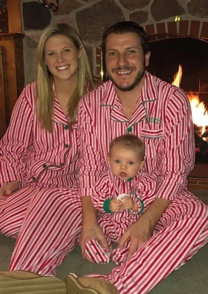 Christmas Family Matching Pajamas Set — Striped Print Button Shirt & Pants for Mom, Dad, Kids, and Baby