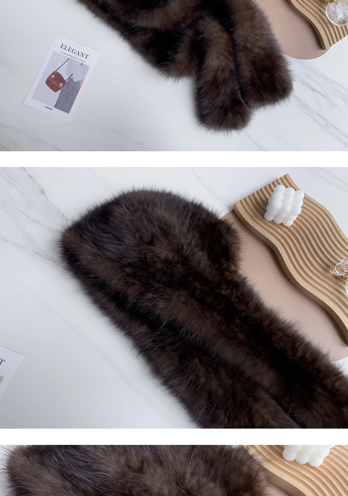 2025 Lady Real Sable Fur Hat Scarf Winter Warm Fluffy 100% Natural Sable Fur Hat Scarves Women Knitted Genuine Fur Cap Shawl