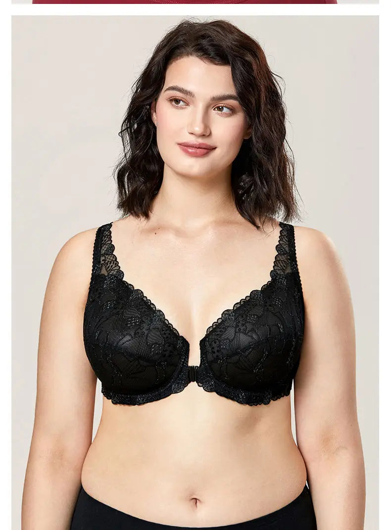 Front Button Women Bras Lady underwear Lace Summer Full Cup Thin Underwire Bras