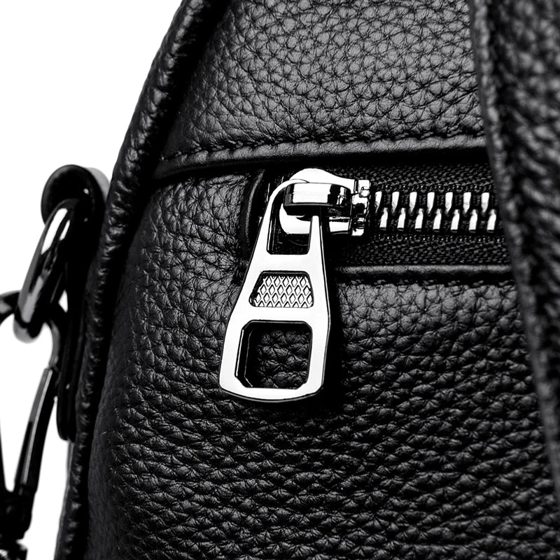 Genuine Leather Women's Backpack Fashion and Elegant Bag Soft Leather Solid Backpack Zipper Comfortable Bag For Ladies Designer