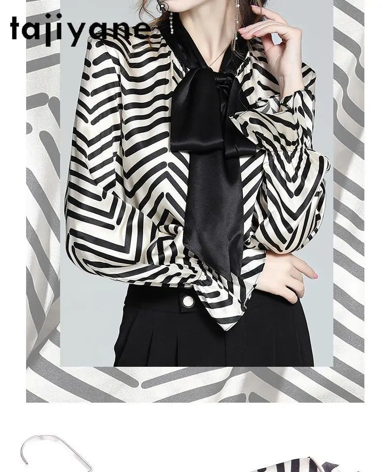 95% Mulberry Silk Striped Blouse – Women’s Elegant Pullover Shirt
