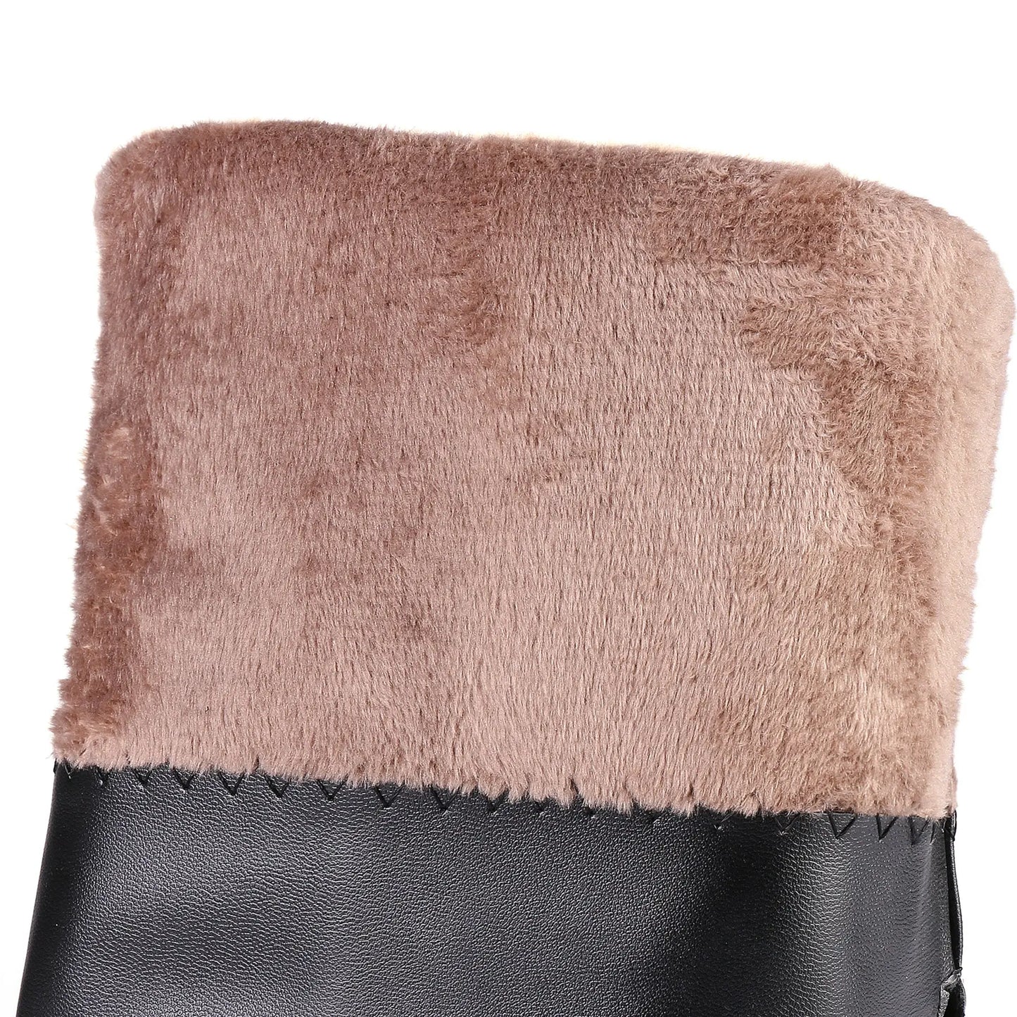 Plus Size Cow Suede Over-the-Knee High Heel Boots for Women – Retro Winter Long Boots with Zipper and Round Toe (Sizes 33–46)