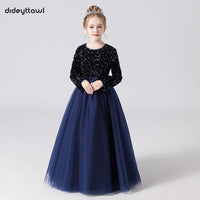 Customized Glitter Sequin Long-Sleeve Flower Girl Dress