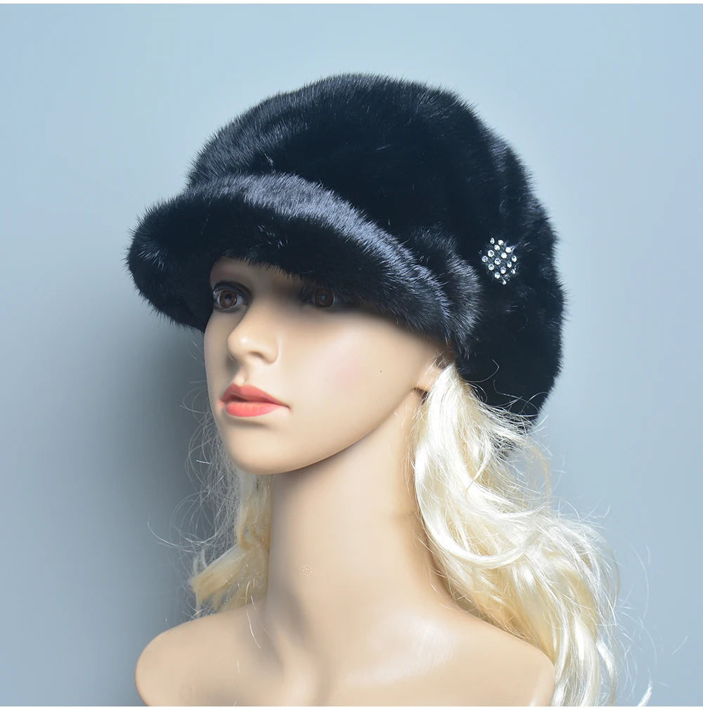 2025 Fashion Mink Fur Cap For Women Real Natural Whole Fur Hat Top Accessories Warm Ln Russian Winter Fur Hats For Lady