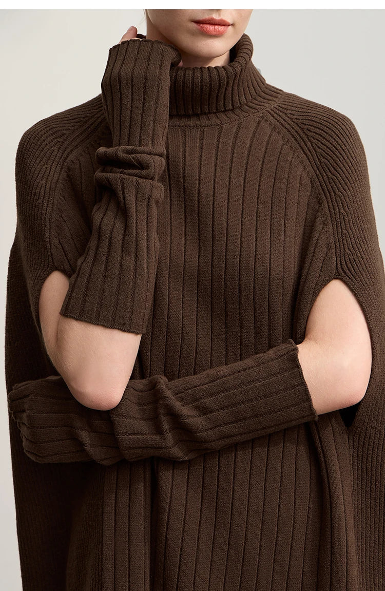 Women’s Long Knit Turtleneck Sweater Dress – Loose Fit Pullover, Streetwear Style for Winter 2025