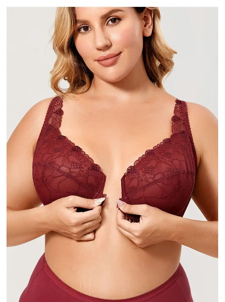Front Button Women Bras Lady underwear Lace Summer Full Cup Thin Underwire Bras