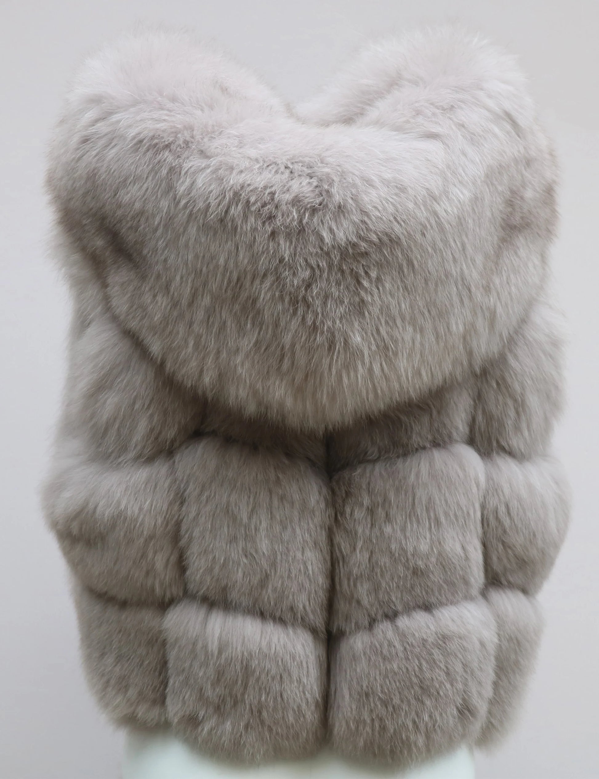 Real Fox Fur Vest Women's Genuine Silver Fox Short Jacket Sleeveless Hooded Fashion Casual Coats