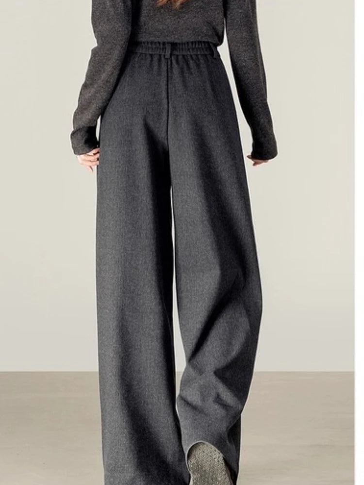 Elegant Knit Wide-Leg Pants – Autumn Office Casual Trousers for Women