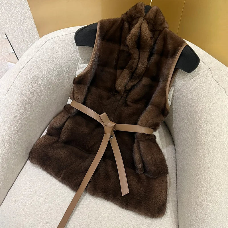 High quality women's coat autumn and winter new style warm mink fur thickened female vest versatile and fashionable 251107144