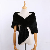 Luxury Hand Knitted Women’s Winter Rex Rabbit Fur Cape Shawl