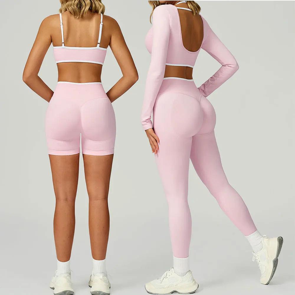 Seamless Yoga Set 2PCS Gym Workout Clothes Women Tracksuit Push Up Bra High Waist Leggings Fitness Top Sportswear Sports Suits - HER SHOP