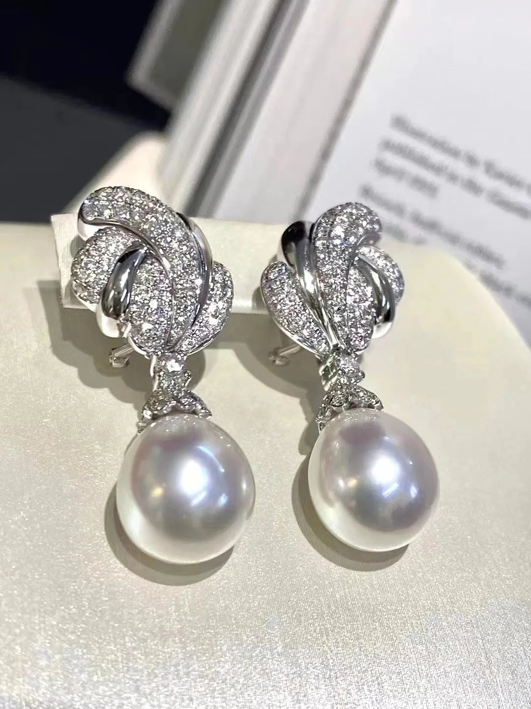 925 Sterling Silver Round 10-11mm Natural Freshwater White Pearl Drop Dangle Earrings  Women's Holiday Gift