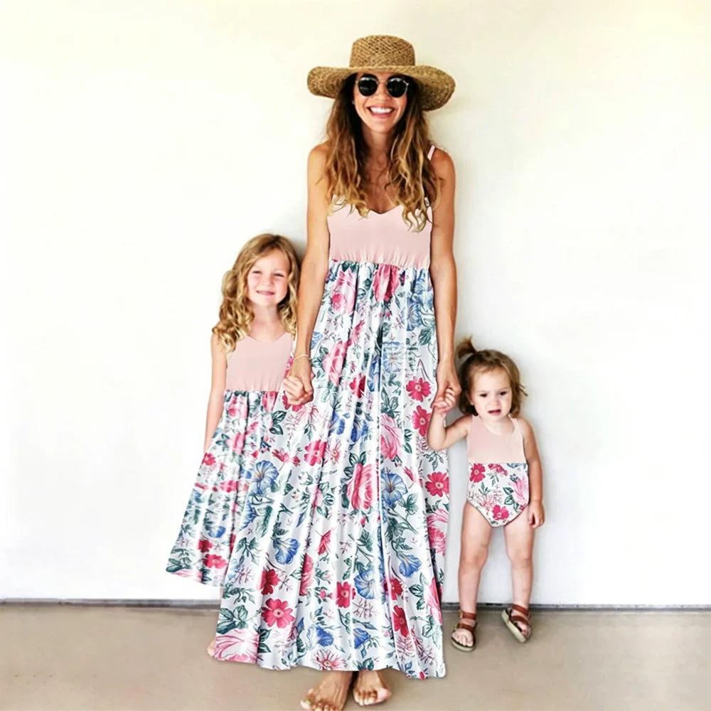 mother and daughter matching maxi dresses Summer Boho Dress & Baby Romper – HER SHOP® loop:lioravelvetminidress 10Y for toddlers and Brilliant Basics Long Sleeve Color:Dusty Mauve