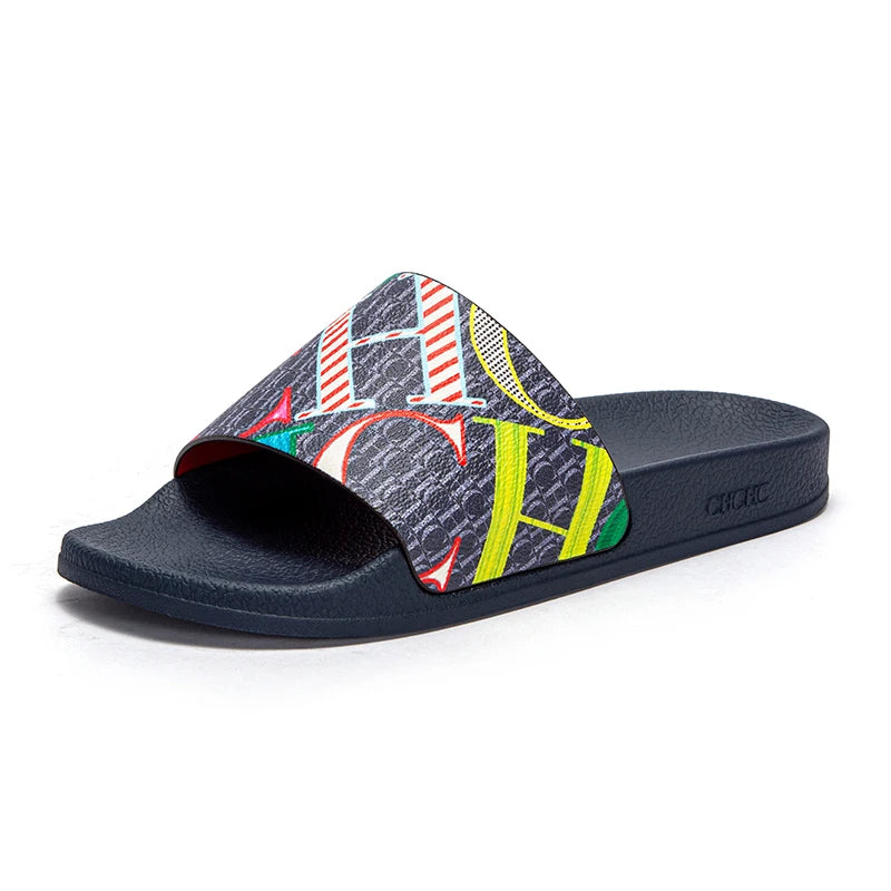Fashionable Classic Women’s Slippers – PVC Material, Letter Print, Outdoor Casual Flat Bottom