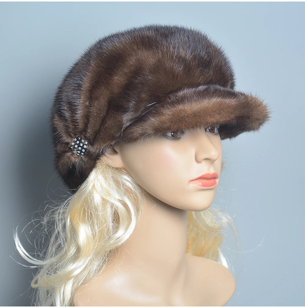 2025 Fashion Mink Fur Cap For Women Real Natural Whole Fur Hat Top Accessories Warm Ln Russian Winter Fur Hats For Lady