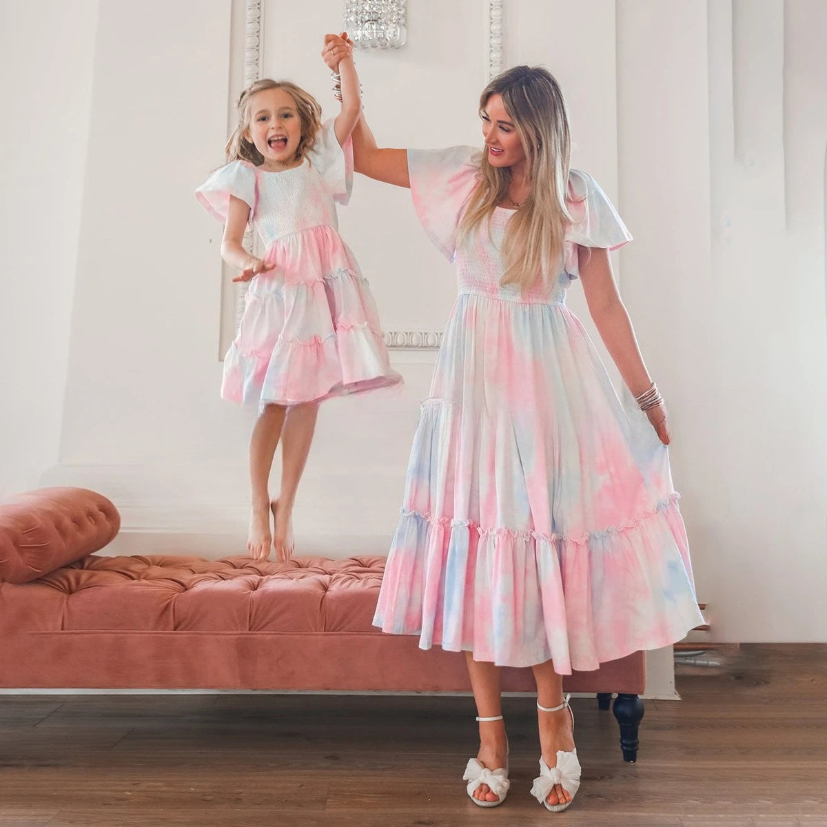 Bohemian Mom and Daughter Matching Summer Dress Set – Beach Family Outfits for Women & Girls