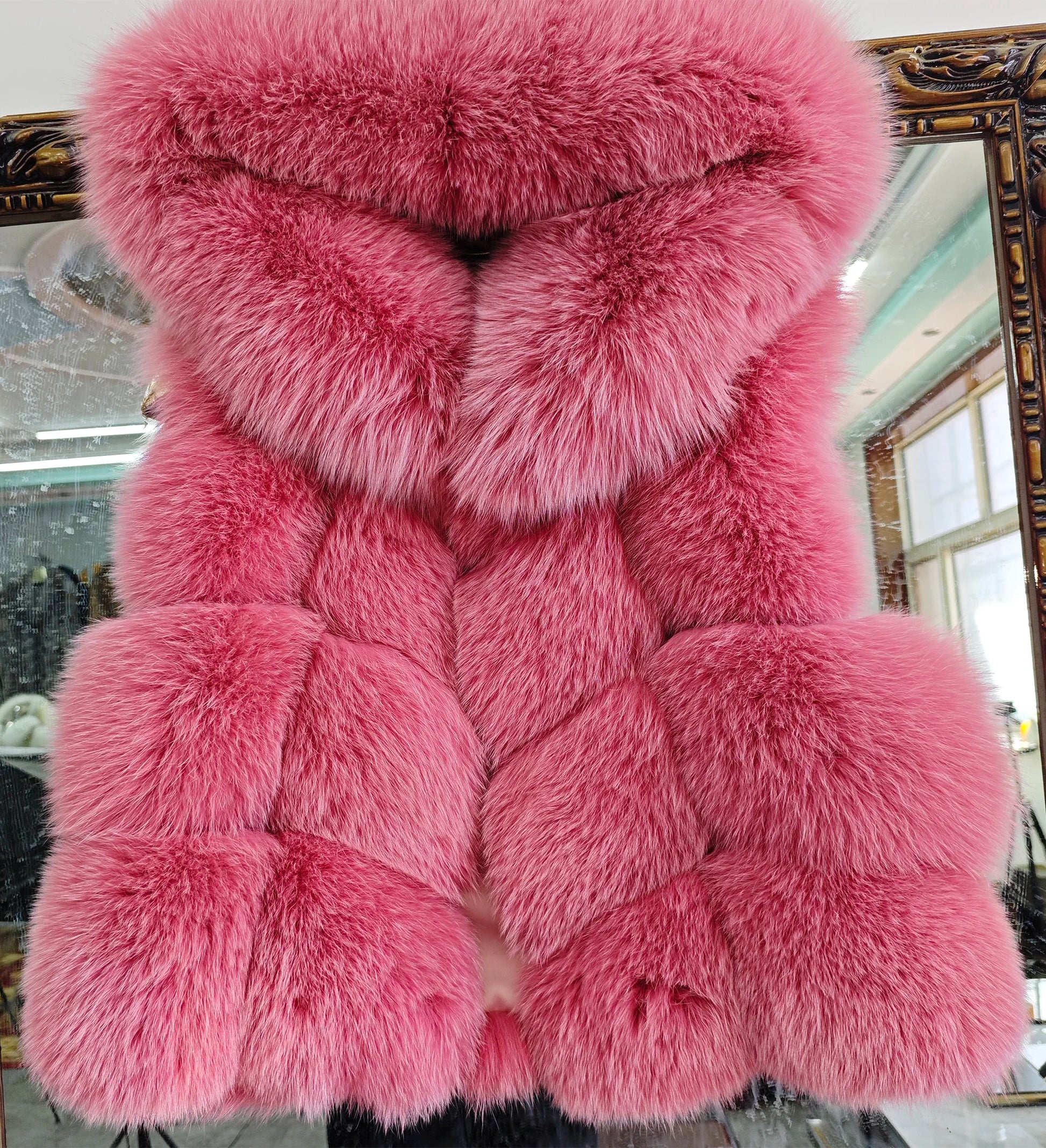 Real Fox Fur Vest Women's Genuine Silver Fox Short Jacket Sleeveless Hooded Fashion Casual Coats