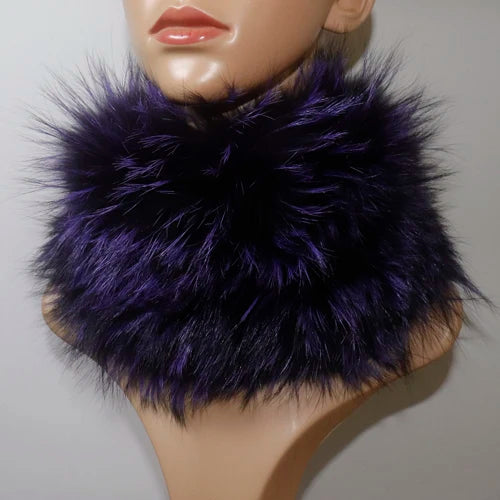 Women's Real Fox Fur Ring Scarf & Headband– Luxury Winter Neck Warmer Muffler, 100% Natural Fur with Good Elastic