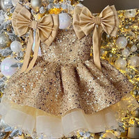 Baby Girl Princess Tutu Dress – Sequins, Tulle, and Bow Design for Infants and Toddlers, Perfect for Parties, Pageants, Birthdays, Weddings, and Christmas (Ages 1-12)