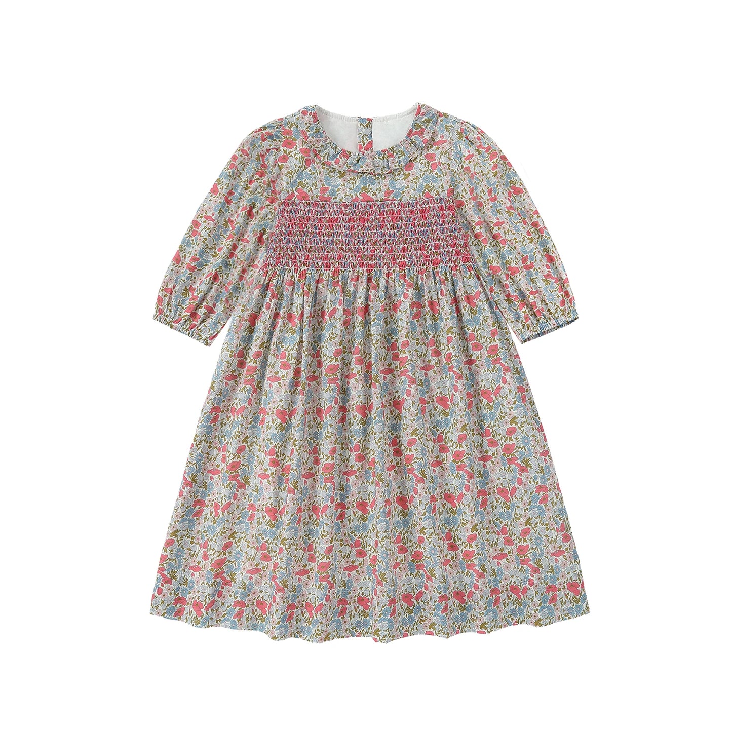 Chelsea Bloom Collection – Floral Smocked Baby Girl Overalls Set with Embroidery, Family Matching Outfit