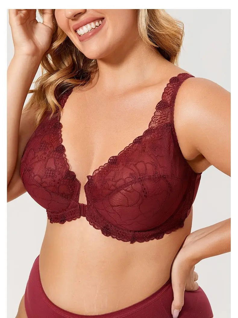 Front Button Women Bras Lady underwear Lace Summer Full Cup Thin Underwire Bras